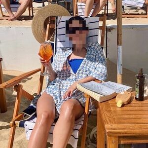 Zara Blue and White Checkered Top